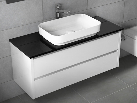 Duo Badmöbel 120, Weiß Hochglanz, Keramik...