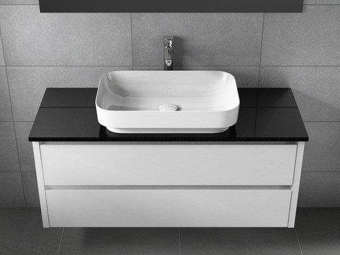 Duo Badmöbel 120, Weiß Hochglanz, Keramik...