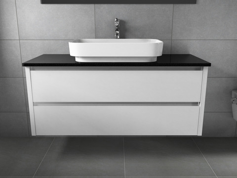 Duo Badmöbel 120, Weiß Hochglanz, Keramik...