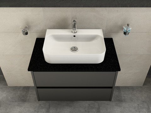 Duo Badmöbel 80, Anthrazit Matt Lackiert, Keramik...