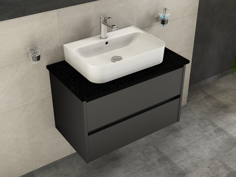 Duo Badmöbel 80, Anthrazit Matt Lackiert, Keramik...