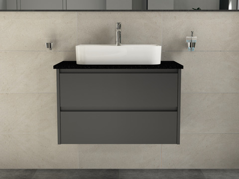 Duo Badmöbel 80, Anthrazit Matt Lackiert, Keramik...