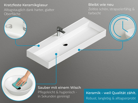 Duo Badmöbel 120, Eiche Gold, Keramik Waschbecken