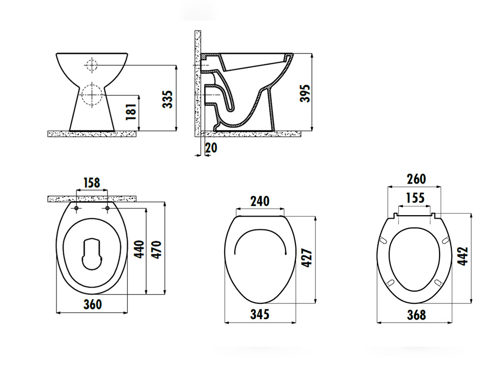 Stand Dusch WC Taharet - mit Softclose Toiletten-Sitz - Bidet - Keramik - 10.20.10.01.KT