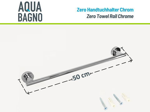 Aqua Bagno ZERO Handtuchhalter zur Wandmontage chrom 50cm...