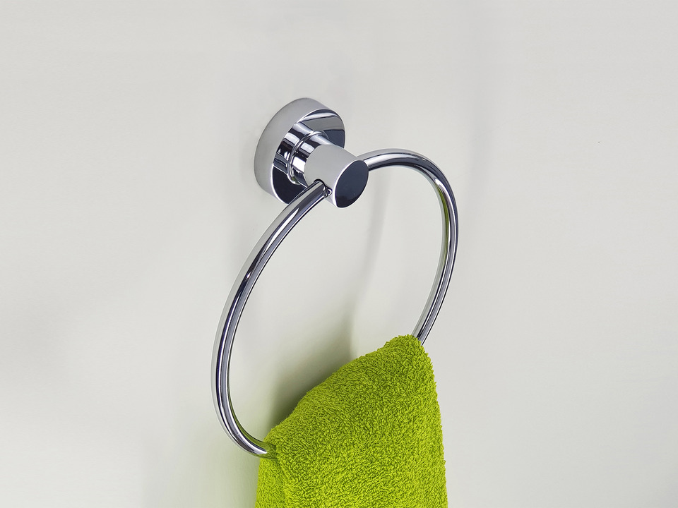 Aqua Bagno ZERO Handtuchring Handtuchhalter geschlossen chrom zur Wandmontage Gesamtbreite 18cm