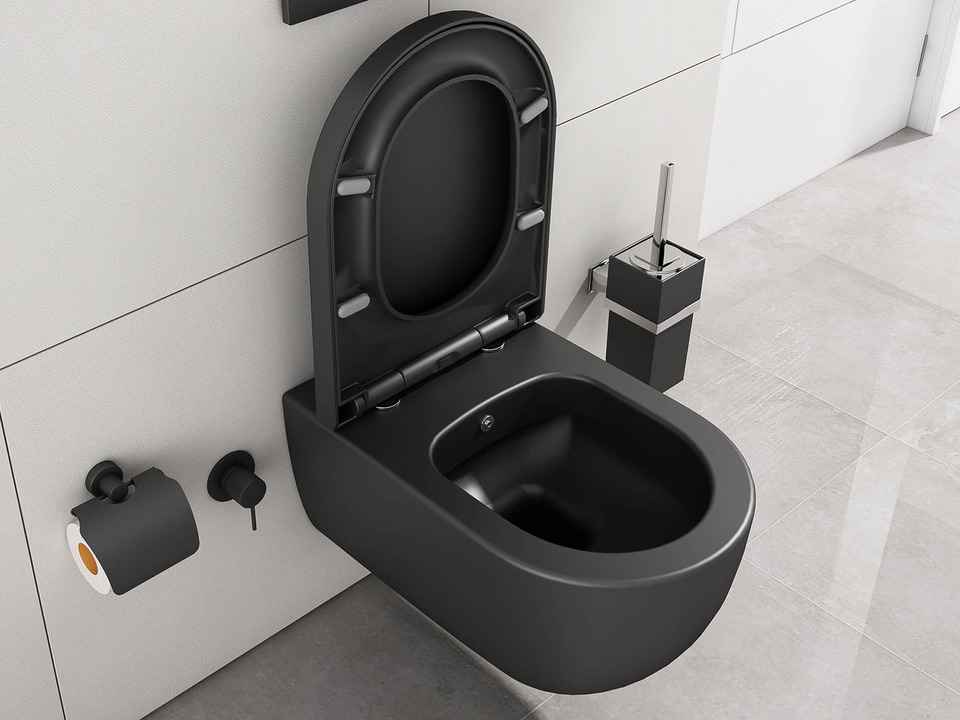 Wand Dusch WC Taharet - sp&uuml;lrandlos - mit abnehmbaren Softclose Toiletten-Sitz - Bidet - Keramik - 011.1052.064SMKT