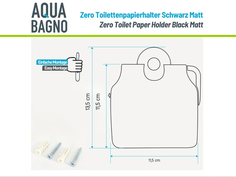 Aqua Bagno ZERO Toilettenpapierhalter mit Abdeckung...
