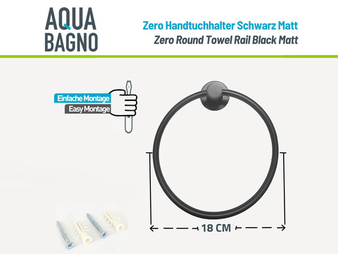 Aqua Bagno ZERO Handtuchring Handtuchhalter geschlossen...