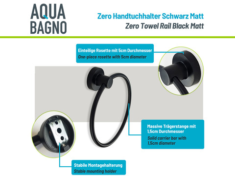 Aqua Bagno ZERO Handtuchring Handtuchhalter geschlossen...