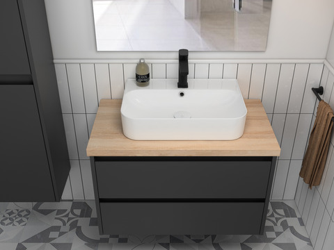 Duo Badmöbel 80, Anthrazit Matt Lackiert, Keramik...