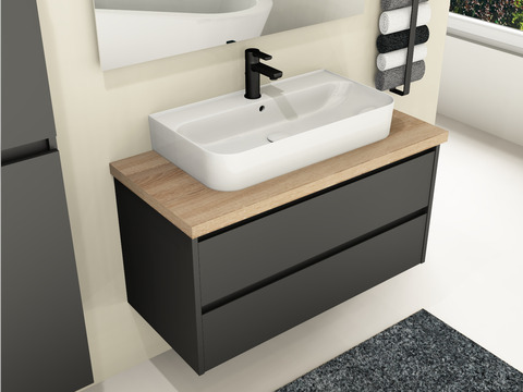 Duo Badmöbel 100, Anthrazit Matt Lackiert, Keramik...