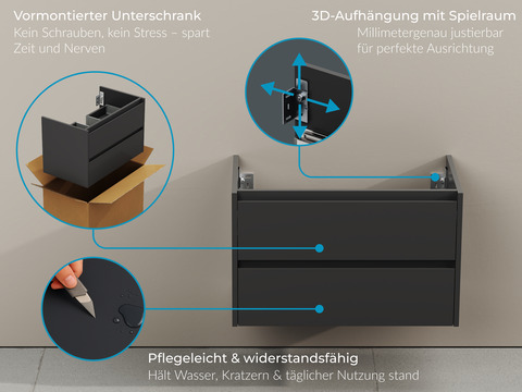 Duo Badmöbel 100, Anthrazit Matt Lackiert, Keramik...