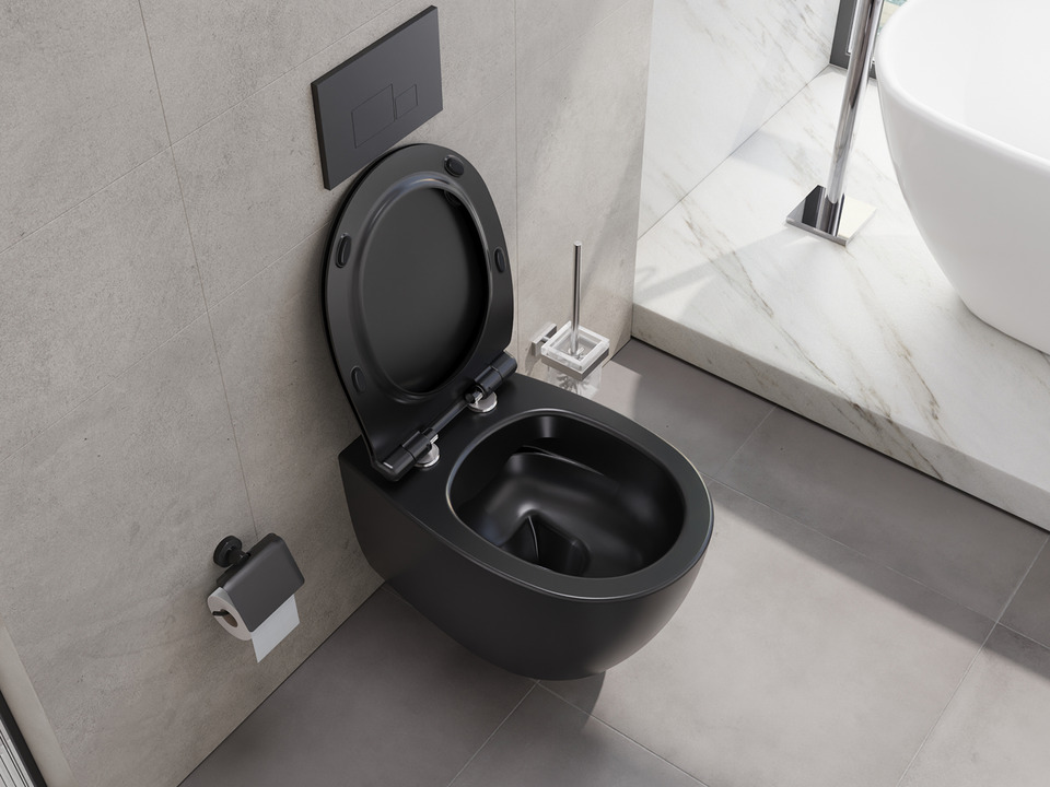 Wand H&auml;nge WC Toilette - sp&uuml;lrandlos - inkl. abnehmbaren Softclose Toiletten-Sitz - Keramik - 10.10.02.02.ANK