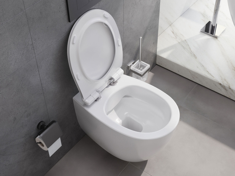 Wand H&auml;nge WC Toilette - sp&uuml;lrandlos - inkl. abnehmbaren Softclose Toiletten-Sitz - Keramik - 10.10.02.02.WMK