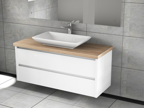 Duo Badmöbel 120, Weiß Hochglanz, Keramik...