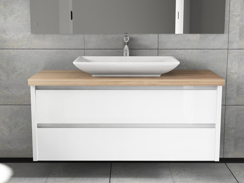 Duo Badmöbel 120, Weiß Hochglanz, Keramik...