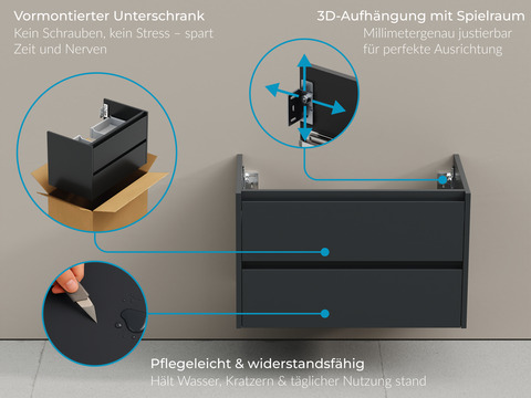 Duo Badmöbel 100, Anthrazit Matt Lackiert,...