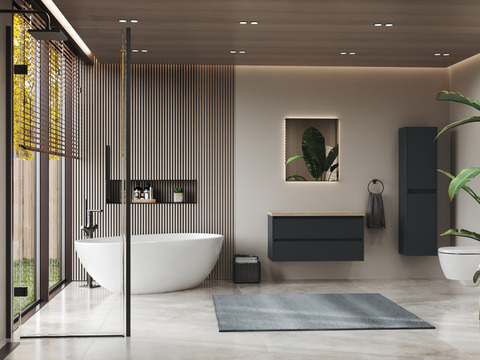 Duo Badmöbel 100, Anthrazit Matt Lackiert,...