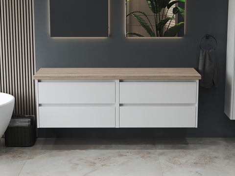 Duo Badmöbel 160, Weiß Hochglanz,...