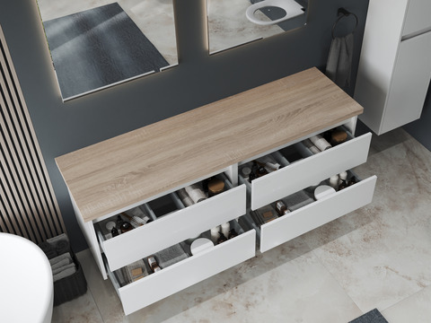 Duo Badmöbel 160, Weiß Hochglanz,...