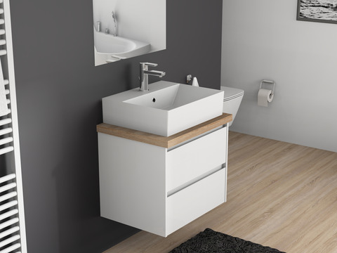 Duo Badmöbel 60, Weiß Hochglanz, Keramik...