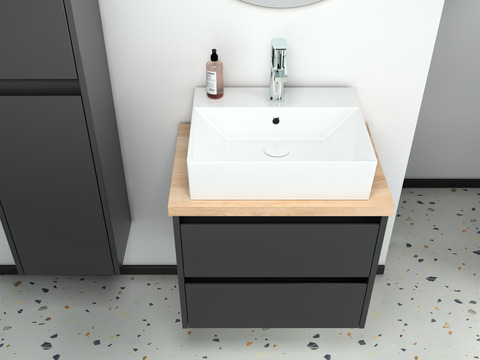 Duo Badmöbel 60, Anthrazit Matt Lackiert, Keramik...