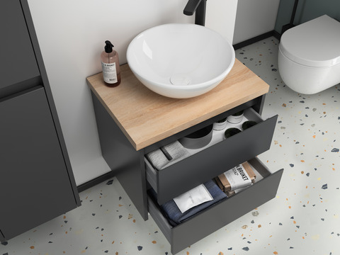 Duo Badmöbel 60, Anthrazit Matt Lackiert, Keramik...