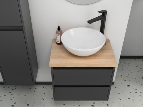 Duo Badmöbel 60, Anthrazit Matt Lackiert, Keramik...