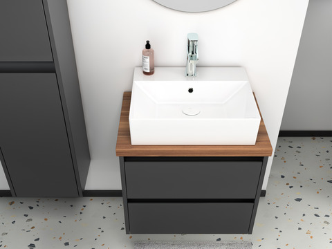 Duo Badmöbel 60, Anthrazit Matt Lackiert, Keramik...