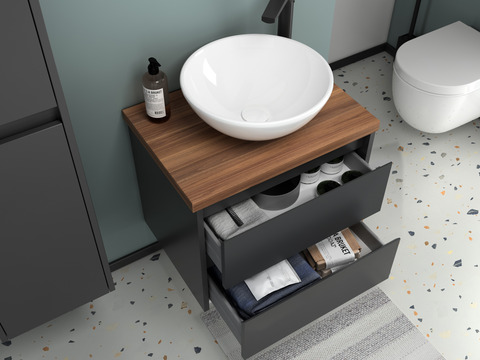 Duo Badmöbel 60, Anthrazit Matt Lackiert, Keramik...