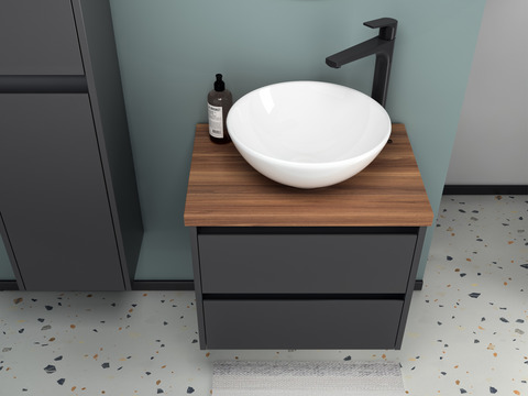 Duo Badmöbel 60, Anthrazit Matt Lackiert, Keramik...