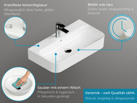 Duo Badmöbel 100, Eiche Gold, Keramik Waschbecken,...