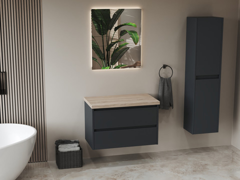 Duo Badmöbel 80, Anthrazit Matt Lackiert,...