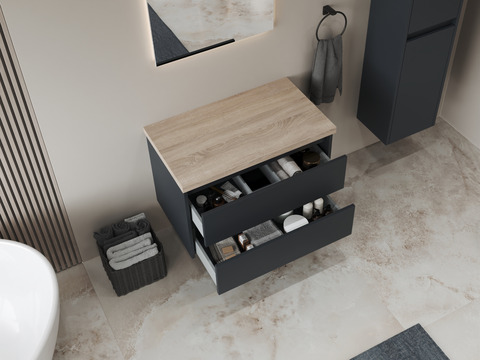 Duo Badmöbel 80, Anthrazit Matt Lackiert,...