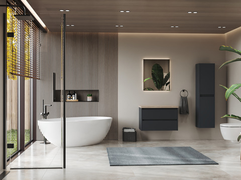 Duo Badmöbel 80, Anthrazit Matt Lackiert,...