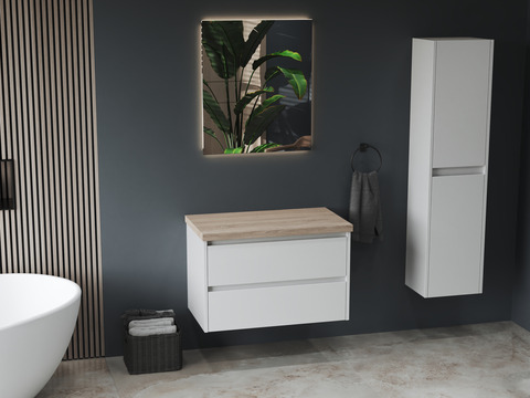 Duo Badmöbel 80, Weiß Hochglanz,...