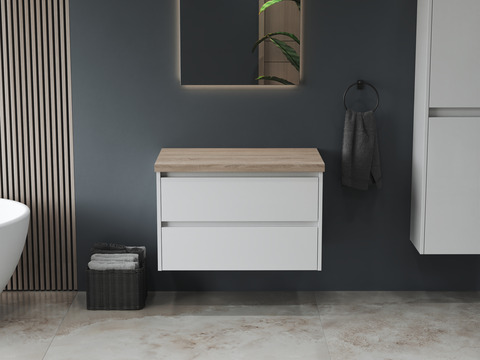 Duo Badmöbel 80, Weiß Hochglanz,...