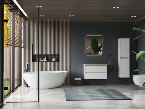 Duo Badmöbel 80, Weiß Hochglanz,...