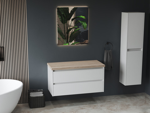 Duo Badmöbel 100, Weiß Hochglanz,...