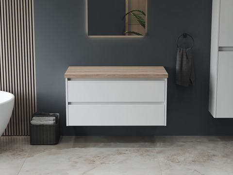 Duo Badmöbel 100, Weiß Hochglanz,...