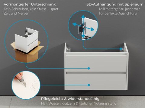 Duo Badmöbel 120, Weiß Hochglanz,...