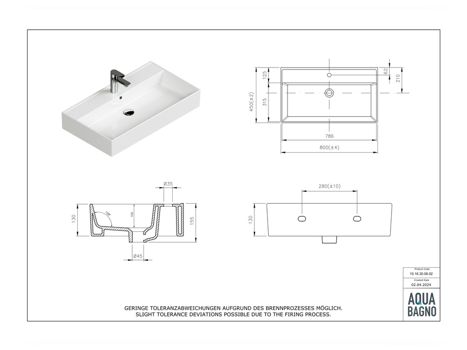 Waschbecken 80cm - Plan - 10.16.30.06.02