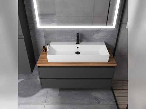 Duo Badmöbel 120, Anthrazit Matt Lackiert, Keramik...