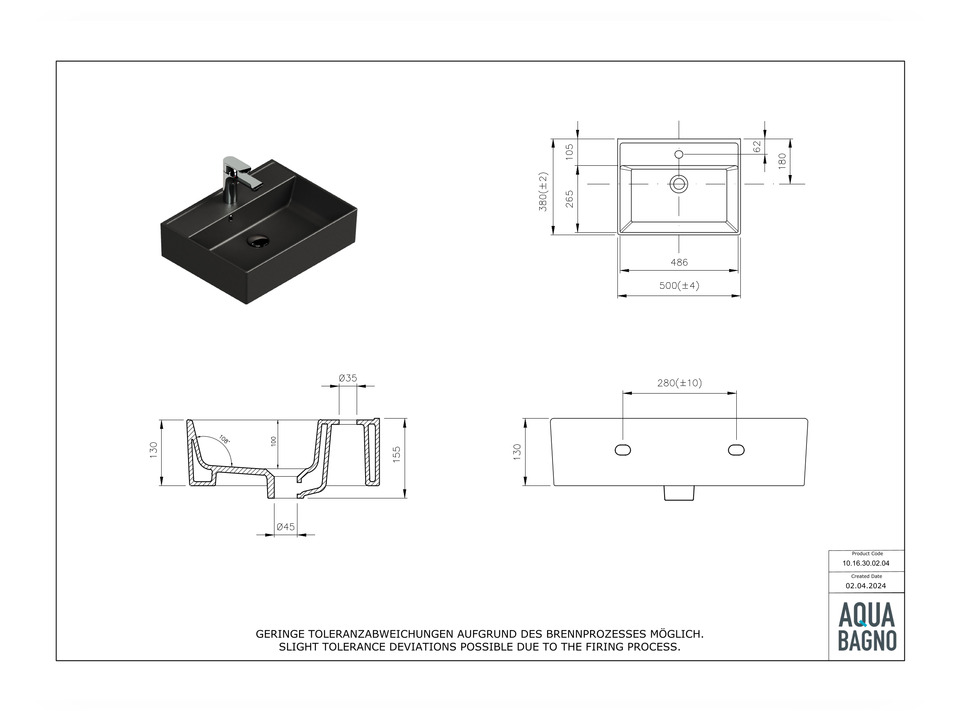 Waschbecken 50cm - Plan - 10.16.30.02.04