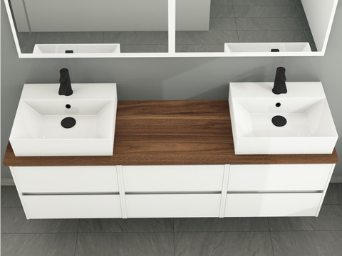 Duo Badmöbel 172, Weiß Hochglanz,...