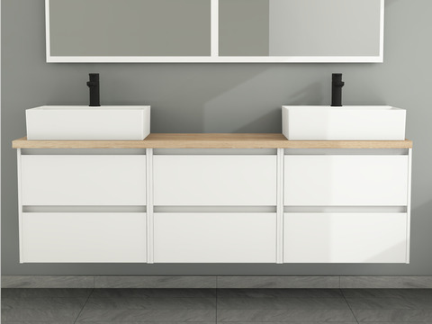 Duo Badmöbel 172, Weiß Hochglanz,...