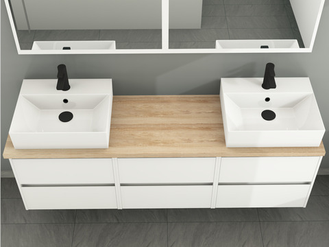 Duo Badmöbel 172, Weiß Hochglanz,...