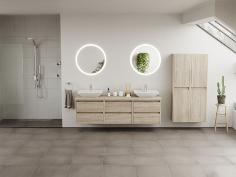 Duo Badmöbel 172, Eiche Gold, Doppelwaschtisch,...