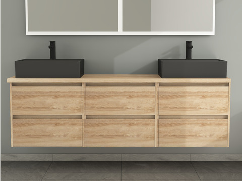 Duo Badmöbel 172, Eiche Gold, Doppelwaschtisch,...